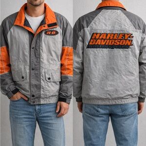 Harley-Davidson Gray and Orange Logo Lightweight Jacket